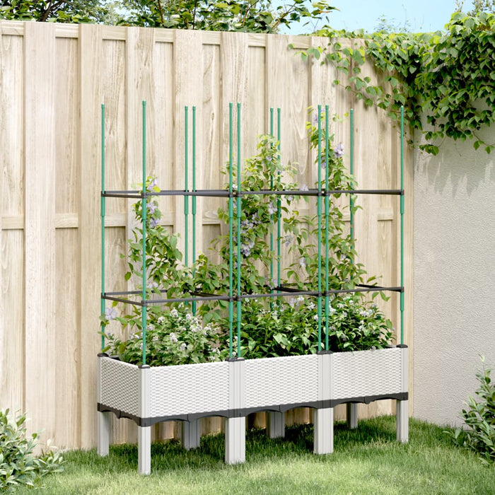 vidaXL Garden Planter with Trellis White 120x40x142.5 cm PP