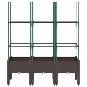 vidaXL Garden Planter with Trellis Brown 120x40x142.5 cm PP