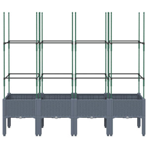 vidaXL Garden Planter with Trellis Blue Grey 160x40x142.5 cm PP