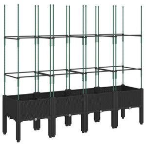 vidaXL Garden Planter with Trellis Black 160x40x142.5 cm PP