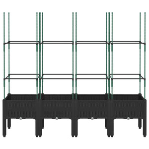 vidaXL Garden Planter with Trellis Black 160x40x142.5 cm PP