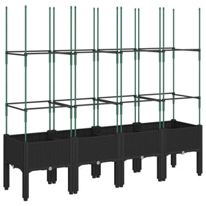 vidaXL Garden Planter with Trellis Black 160x40x142.5 cm PP