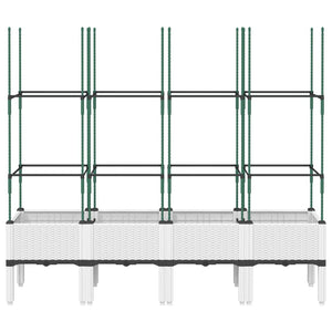 vidaXL Garden Planter with Trellis White 160x40x142.5 cm PP