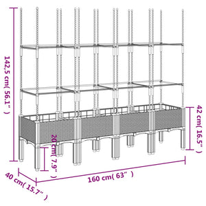 vidaXL Garden Planter with Trellis White 160x40x142.5 cm PP