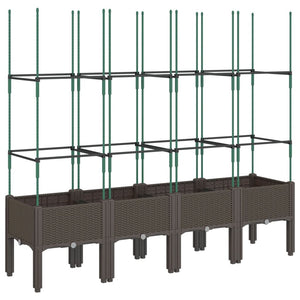 vidaXL Garden Planter with Trellis Brown 160x40x142.5 cm PP