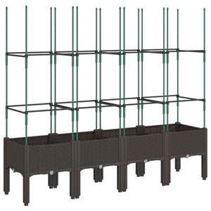 vidaXL Garden Planter with Trellis Brown 160x40x142.5 cm PP