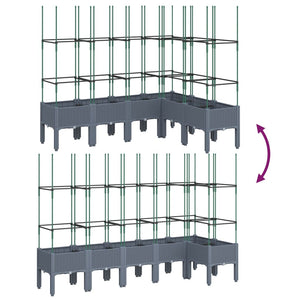 vidaXL Garden Planter with Trellis Grey 160x120x142.5 cm PP