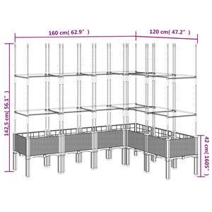 vidaXL Garden Planter with Trellis Grey 160x120x142.5 cm PP