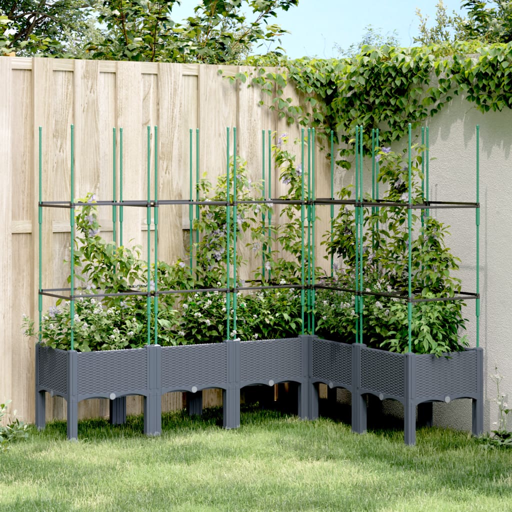 vidaXL Garden Planter with Trellis Grey 160x120x142.5 cm PP