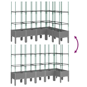 vidaXL Garden Planter with Trellis Light Grey 160x120x142.5 cm PP