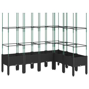 vidaXL Garden Planter with Trellis Black 160x120x142.5 cm PP