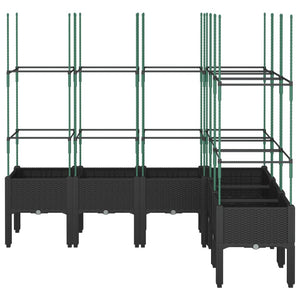 vidaXL Garden Planter with Trellis Black 160x120x142.5 cm PP