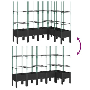 vidaXL Garden Planter with Trellis Black 160x120x142.5 cm PP