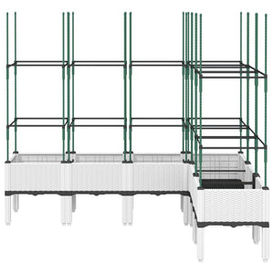 vidaXL Garden Planter with Trellis White 160x120x142.5 cm PP