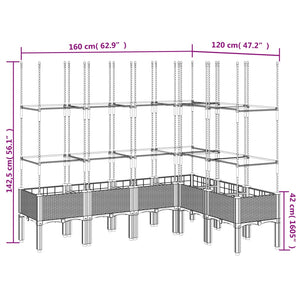 vidaXL Garden Planter with Trellis White 160x120x142.5 cm PP