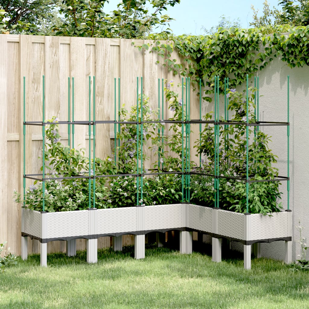 vidaXL Garden Planter with Trellis White 160x120x142.5 cm PP