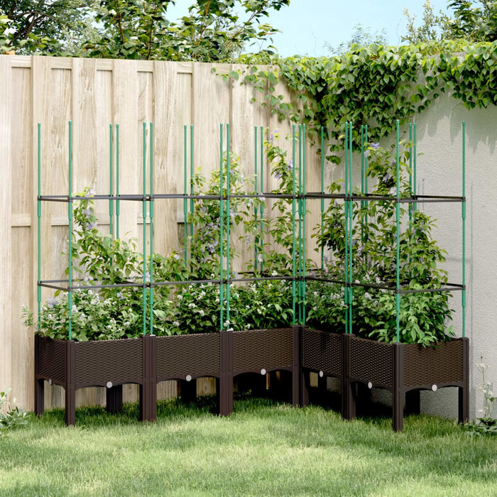 vidaXL Garden Planter with Trellis Brown 160x120x142.5 cm PP