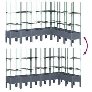 vidaXL Garden Planter with Trellis Grey 200x160x142.5 cm PP