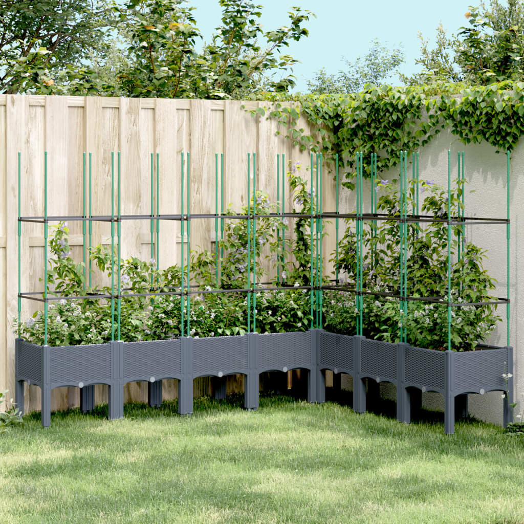 vidaXL Garden Planter with Trellis Grey 200x160x142.5 cm PP