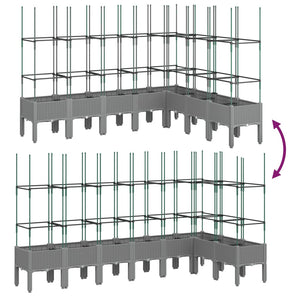 vidaXL Garden Planter with Trellis Light Grey 200x160x142.5 cm PP