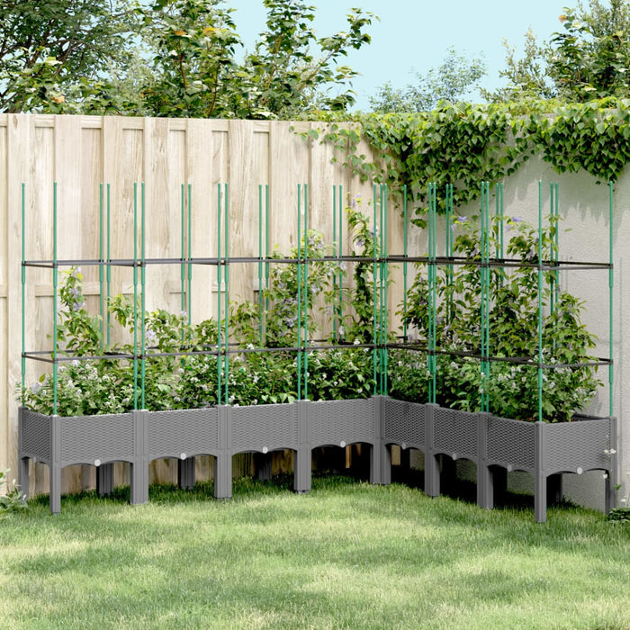 vidaXL Garden Planter with Trellis Light Grey 200x160x142.5 cm PP