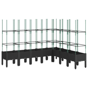 vidaXL Garden Planter with Trellis Black 200x160x142.5 cm PP