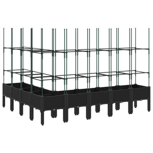 vidaXL Garden Planter with Trellis Black 200x160x142.5 cm PP