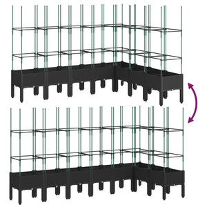 vidaXL Garden Planter with Trellis Black 200x160x142.5 cm PP