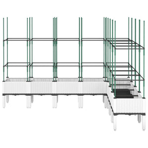 vidaXL Garden Planter with Trellis White 200x160x142.5 cm PP