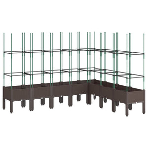 vidaXL Garden Planter with Trellis Brown 200x160x142.5 cm PP