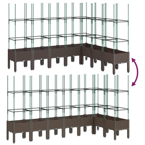 vidaXL Garden Planter with Trellis Brown 200x160x142.5 cm PP