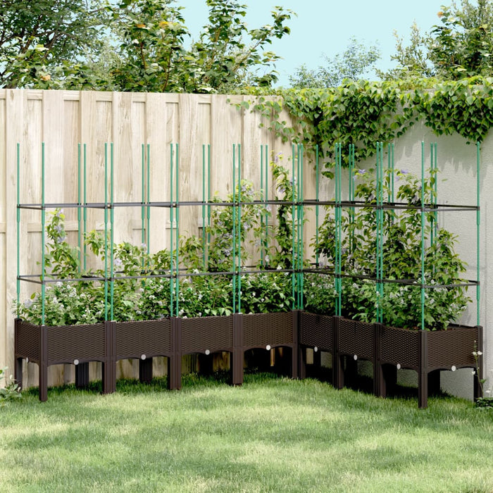 vidaXL Garden Planter with Trellis Brown 200x160x142.5 cm PP