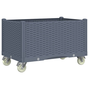 vidaXL Garden Planter with Wheels Grey 80x50x54 cm PP