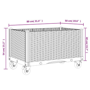 vidaXL Garden Planter with Wheels Grey 80x50x54 cm PP