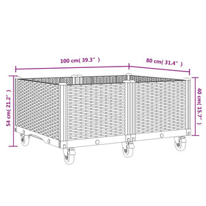 vidaXL Garden Planter with Wheels Grey 100x80x54 cm PP