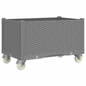 vidaXL Garden Planter with Wheels Light Grey 80x50x54 cm PP