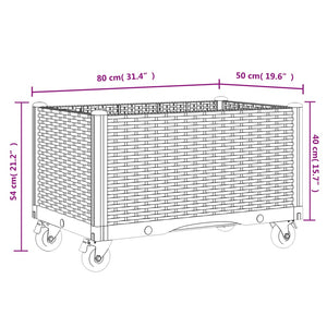 vidaXL Garden Planter with Wheels Light Grey 80x50x54 cm PP