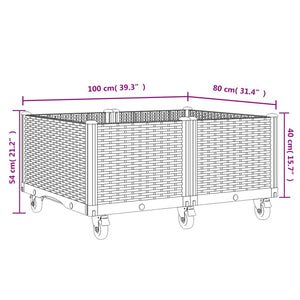 vidaXL Garden Planter with Wheels Black 100x80x54 cm PP