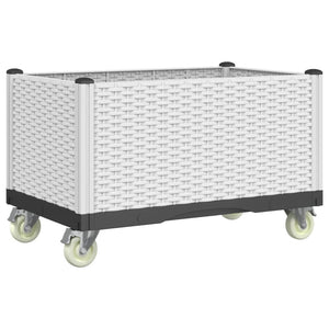 vidaXL Garden Planter with Wheels White 80x50x54 cm PP