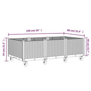 vidaXL Garden Planter with Wheels White 150x80x54 cm PP