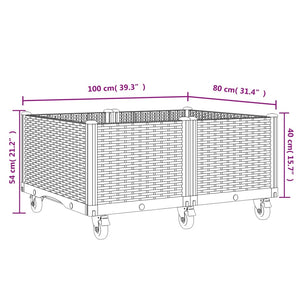 vidaXL Garden Planter with Wheels Brown 100x80x54 cm PP