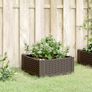 vidaXL Garden Planter with Pegs Brown 42.5x42.5x28.5 cm PP