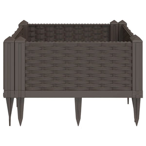 vidaXL Garden Planter with Pegs Brown 42.5x42.5x28.5 cm PP