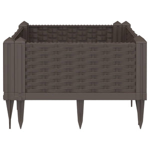 vidaXL Garden Planter with Pegs Brown 42.5x42.5x28.5 cm PP