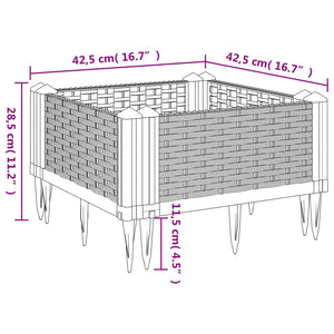 vidaXL Garden Planter with Pegs Brown 42.5x42.5x28.5 cm PP