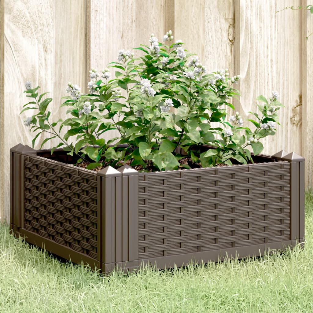 vidaXL Garden Planter with Pegs Brown 42.5x42.5x28.5 cm PP