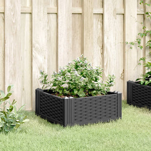 vidaXL Garden Planter with Pegs Black 42.5x42.5x28.5 cm PP