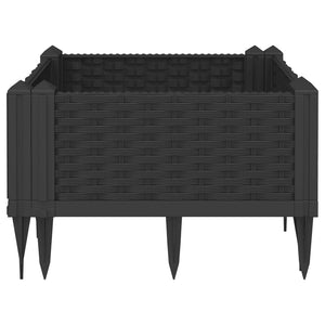 vidaXL Garden Planter with Pegs Black 42.5x42.5x28.5 cm PP