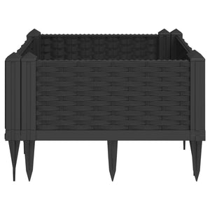 vidaXL Garden Planter with Pegs Black 42.5x42.5x28.5 cm PP