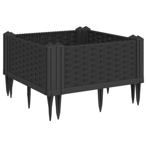 vidaXL Garden Planter with Pegs Black 42.5x42.5x28.5 cm PP